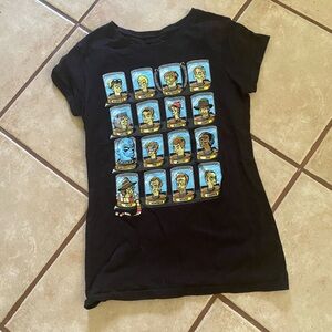 (A108)Black T-Shirt The Simpson Famous Drs Heads Tee Womans Junior’s Size Small
